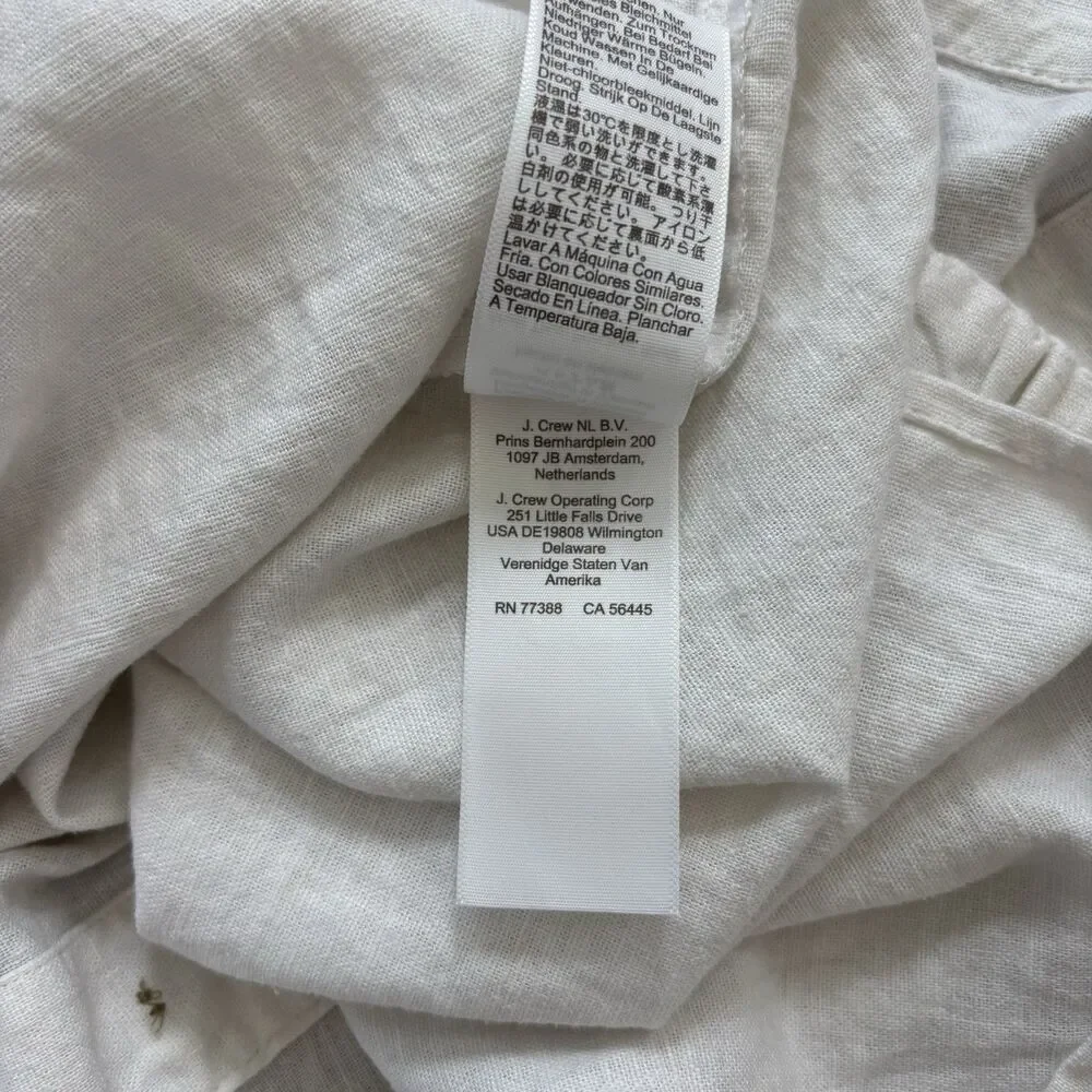 J Crew Womens Ruffle Sleeve Linen Blend Tank Top Size SP White Neutral Capsule - Picture 10 of 11